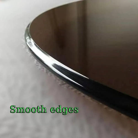 Close-up of Heavy Duty Tempered Glass Lazy Susan Turntable For Dining Tables, 40 Inch tray with smooth, polished edges.