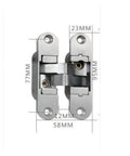 Two Pack Concealed 180 Degree Cross Door Hinges With Zinc Alloy Construction And Included Spanners For Gate Door Cupboard And Furniture