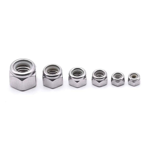 Nylon Insert Lock Nuts Ten Twenty Four UNC Coarse Thread Stainless Steel 304 Hex Insert For 3D Printers And Electronics Pack Of Fifty Locking Hardware For DIY Projects