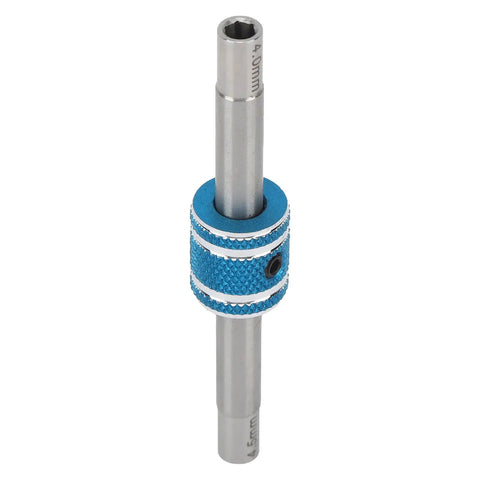 Precision Dual Socket Hex Wrench 4MM Plus 4.5MM For RC Car Mods displaying aluminum alloy tool with blue grip and dual size heads.