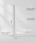 Stainless Steel Wall Mount Column Bracket For Floating Shelves 1 Inch Wide Vertical Support, 30-inch, great for garage and kitchen