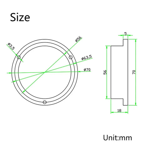 Pro Shop Grade 70Mm Metal Bubble Level Balancer With Mounting Holes For Construction Machinery And Cloud Platforms Built Tough Dead On Precision Spirit Tool In Black And Green sizing illustration with specified dimensions.