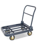 Heavy Duty Push Cart Dolly With Foldable Flatbed Extended Trailer And Sturdy Square Tube Frame For Easy Transport Loading And Moving Luggage Groceries Boxes And More In Home Or Office. foldable steel frame with wheels