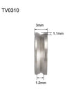 TV0310 Deep V Groove Guide Ball Bearings 3X10X3Mm side view showing 3mm width and Gcr15 alloy steel material.