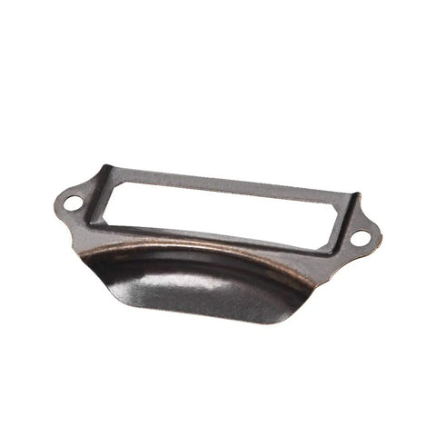 Dope Vintage Iron Label Holder Pull Handles With Slick Frame Knobs For Cabinets And Drawers Red Bronze Hardware Set side view