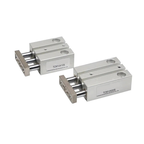 Rock Solid Mini Guided Pneumatic Cylinder Guide Rod Tcm10X15S Heavy Duty Steel cylinders with steel guide rods for automation.
