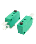Two Pack KW3-0Z Push Button Actuator Limit Switch 1NO 1NC SPDT Momentary Hinge Lever 16A 125V 250V, three terminals, green casing