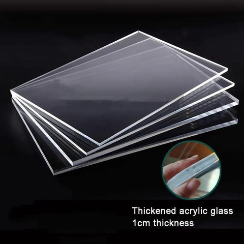 Thickened acrylic glass sheets, 1cm thickness, clear material for versatile use in display or protection.