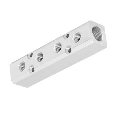 Heavy Duty Aluminum Pneumatic Manifold Block With G1/2 Inlet And G1/4 Outlets 30x30mm Air Distribution Hub