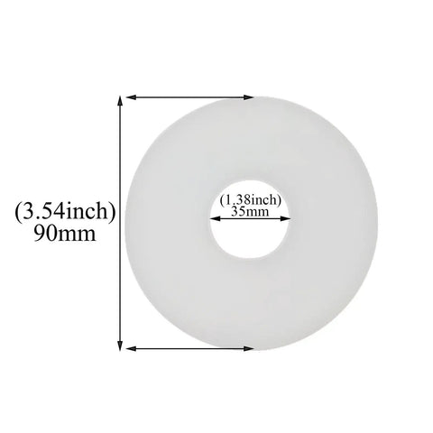 No Fuss Three Inch Silicone Flapper Seal Replacement For Toto Thu128 Toilet Flush Valve Four Pack, white silicone gasket with dimensions.