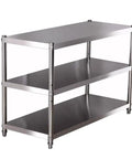 Badass Heavy Duty Stainless Steel Three Tier Adjustable Shelving Rack featuring anti slip coating, silver metal storage unit.
