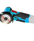 Kickstart Your Next Big Project With This Savage 12 Volt Mini Angle Grinder That Rips Through Metal and Stone Grinds Metals Polishes Surfaces Faster Than Blinking for Rock Solid Results, handheld design with cutting disc.