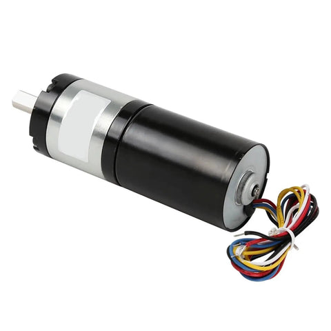 Industrial Heavy Duty Brushless DC Planetary Gear Motor 12V And 24V With Built In Drive For Automation Machinery showing black motor with wiring.