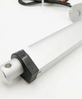 Close-up of Rugged 12V 24V DC Electric Linear Actuator Heavy Duty Workhorse High Torque Gearmotor showing aluminum housing.