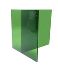 Top Shelf 12 X 12 X 0.2 Inch Laser Safety Window Panel built tough for Heavy Duty Fiber Lasers showing green tinted optical glass.