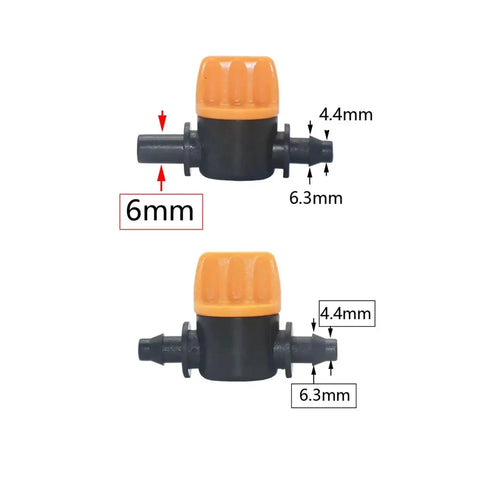 Purple Hose Barb Mini Valve Garden Tap Kit For Drip Irrigation Connectors One Quarter Inch To Six Millimeter Mist Nozzle Fittings Watering System Pack Of 20 To 150 Pieces, 6mm to 4.4mm view