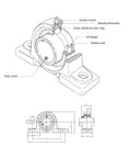 Rock Solid 304 Stainless Steel Insert Ball Bearing SUCP204 Series Pillow Block Unit detailed diagram with labeled components.
