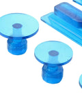 Close-up of blue suction cups from DIY Friendly Auto Body Dent Puller Kit Pro Grade Sheet Metal Suction Cup Dent Repair Tool Set 30pcs