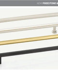Freestone Appliance Pull From Urban Modern Collection, 12 Inch Center To Center, Flat Black Coated Finish, Dope Kitchen Cabinet Hardware Upgrade, Durable Solid Brass Construction, Model 87001 shown with other pulls
