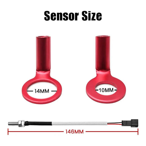 Norxi engine temperature sensor adapters, two red ring-style 10mm and 14mm with 146mm cable and plug