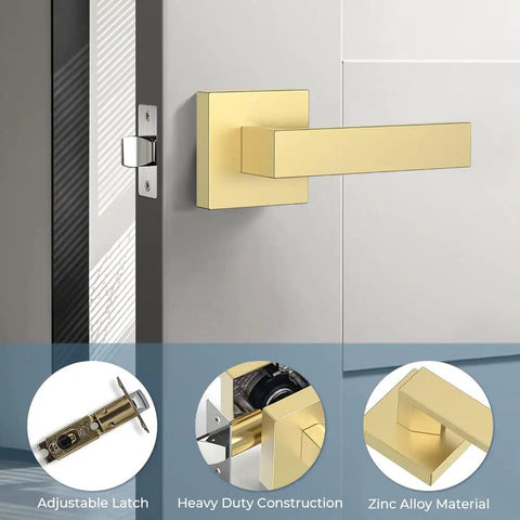 Six Pack Passage Door Knobs And Interior Door Levers In Gold Satin Brass Finish Keyless Closet Door Handles on door