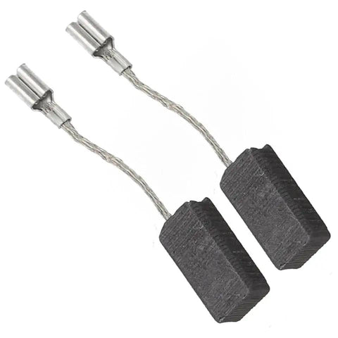 Premium Heavy Duty Carbon Brush Set For Angle Grinder Replacement Parts OEM Equivalent Durable Power Tool Upgrade Built Different For Shop And Jobsite Use - close-up view of two carbon brushes with connectors.