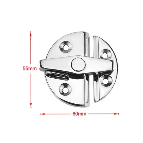 Super Beefy 316 Stainless Steel Marine Grade Lockable Boat Door Catch Latch with 180 Degree Rotation, 60mm round design.