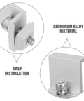 Close-up of Rock Solid Heavy Duty Aluminum Solar Panel Clamps showing aluminum alloy material and easy installation with M8x25 screws.