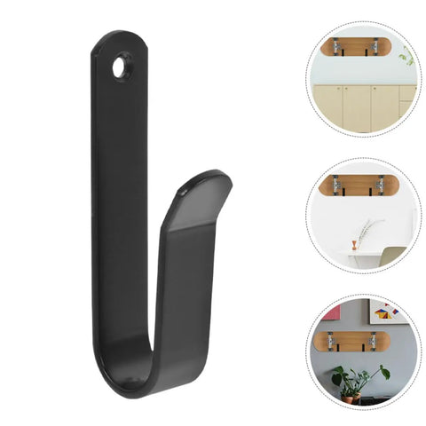 Killer Horizontal Wall Mount Rack Four Pack Heavy Duty Steel Snowboard Skateboard Surfboard Storage Shelf For Awesome Garage Display And Badass Space Saving Dual Purpose black wall hook showing detail and usage in modern spaces.