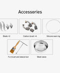 Electric Grain Crusher High Speed Grinder 1400W Pulverizer Mill accessories including blades, brushes, and mesh sieve