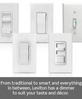 Killer Smooth Slide Dimmer Switch Antimicrobial Mold Resistant For Led And Bulbs Hassle Free Install Wall Plate Clean White look, various angles.