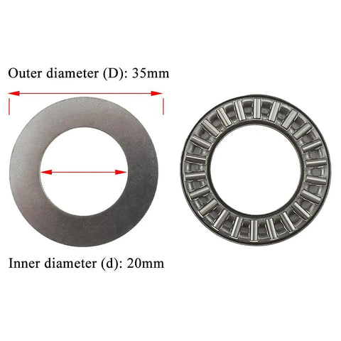 Thrust Needle Roller Bearings With Washers For Lawn Tractor Front Axle Balance And Smooth Riding 20Mm Bore 35Mm OD 2Mm Width