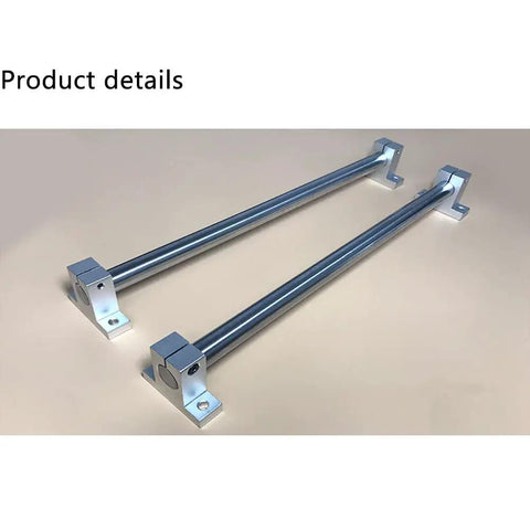 Top Shelf 35mm Linear Motion Shaft Kit With 2Pcs 2300mm Smooth Chrome Shafts And 2Pcs SCS35UU Slide Blocks Along With 4Pcs SK35 Aluminum Rail Supports For Your CNC Project Or 3D Printer Build Ensure Slick Precision And Sturdy Performance, showing two 2300mm chrome shafts with aluminum mounts.