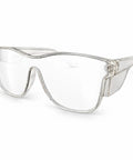 Tough As Nails Z87 Safety Glasses With Photochromic Lenses and Heavy Duty Blue Light Blocking UV400 Protection Impact Resistant Work And Outdoor Eyewear in clear frame view.