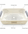 Heavy Duty Plastic Storage Bins With Open Top Design For Zero Stress Home Organization, durable plastic with drainage holes.
