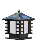Vintage Solar Post Light For Outdoors Knockout Durability Rock Solid Weatherproof Led Garden Column Lantern in black with decorative roof.