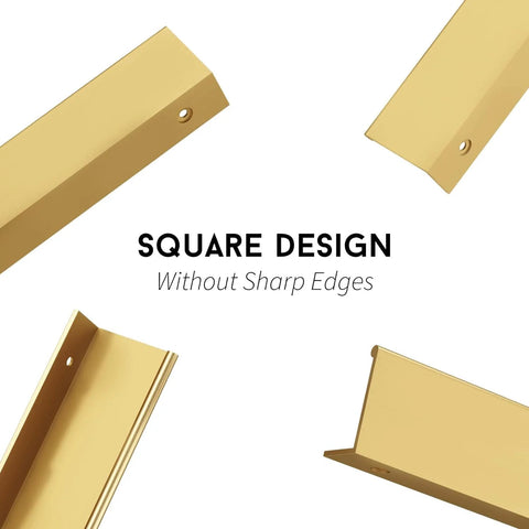 Champagne Gold Drawer Edge Pulls 30 Pack Aluminum Finger Pull Handles square design and smooth edges close-up