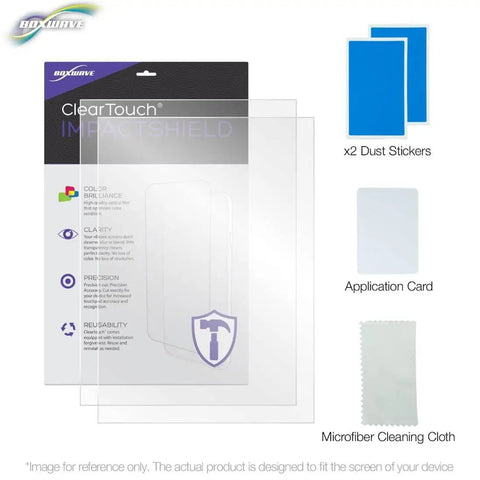 Top Tier 9H Hardness Screen Protector Compatible With Mileseey D9 Pro Laser Distance Meter Scratch Proof Flexible Film 2 Pack No Stress Work Rig Guard inside package with cleaning tools and dust stickers.