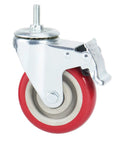 Hefty Heavy Duty Swivel Casters With Double Lock Brakes And Slick Red Polyurethane Wheels For Ultra Smooth Silent Roll.