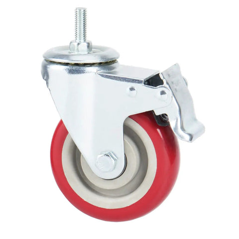 Hefty Heavy Duty Swivel Casters With Double Lock Brakes And Slick Red Polyurethane Wheels For Ultra Smooth Silent Roll.