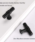 10 Pack Black Cabinet Knobs With Single Hole T Bar Pulls, 2 Inch Overall Length, 34mm Height, 12mm Diameter, Durability
