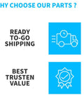Infographic highlighting ready-to-go shipping and best trusted value benefits for 2 Piece Hood Hinges Set Left And Right Black For Chevy Pickup 1967 1968 1969 1970 1971 1972 C10 C15 C20 C30 K10 K20 K15 K1500 K25 K2500 Drop In Replacement Heavy Duty.