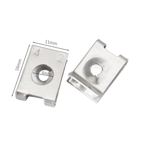 Close-up of U clips from 20 Pcs Stainless Steel Self Tapping Screws With U Type Clips For Auto Body Panels Tough As Nails Rustproof