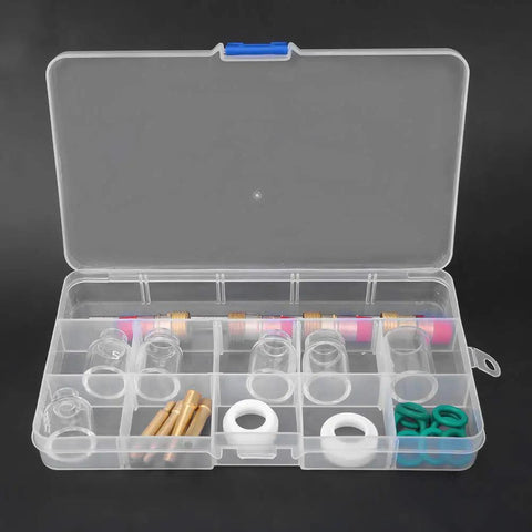 Pro Level TIG Welding Conversion Kit Compatible With WP17 WP18 WP26 Torches packed in a clear organizer box with components.