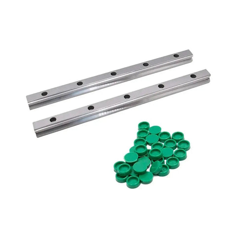 High Precision Linear Guide Rail Kit 950mm With 2 HGR20 Rails And 4 HGW20CC Flange Slider Blocks, metal rails with green caps