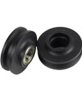 Heavy Duty Sliding Gate Bearing Rollers 4 Pack Nylon Wheels For Inverted Tracks featuring two black nylon wheels with silver bearings