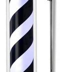 Top Shelf Rotating Barber Pole LED Light, 75cm, with blue, red, and white stripes and stainless steel mount for outdoor use