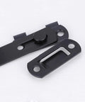 2pcs Stainless Steel Right Angle Hasp Latch for Gates Windows Black, showing detailed latch design with holes for screws.