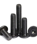 Rock Solid M3X8mm Hex Socket Flat Head Countersunk Bolts Built From Premium Black 304 Stainless Steel With Knockout Rust Resistance Low Profile Allen Machine Screws For Auto Repair And Household Fixes Straight Up Heavy Duty Fasteners Pack Of Fifty Pieces, showing a set of flat head bolts.