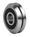 Top Shelf 3 8 Inch V Groove Roller Bearings 8 Pack, chrome steel roller with rubber seal, 9.5 x 30.7 x 11.1mm for smooth motion.